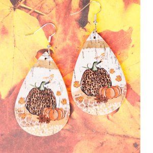 One Blessed Nana Pumpkin Earrings - Brown and Orange